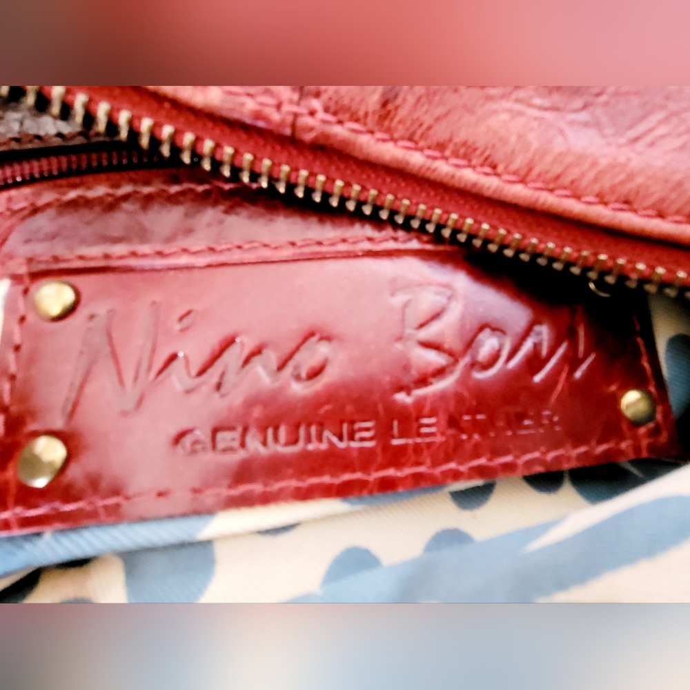 Nino Bossi Genuine Leather Red Crossbody/Organizer Bag 10.5"×11.5"×3" - Picture 10 of 16